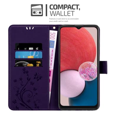 Samsung Galaxy A13 4G lommebokdeksel Blomster (Lilla)
