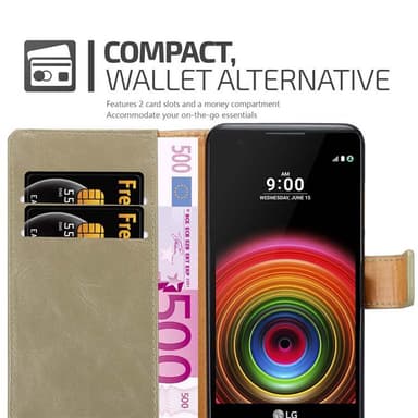 LG X POWER lommebokdeksel etui (brun)