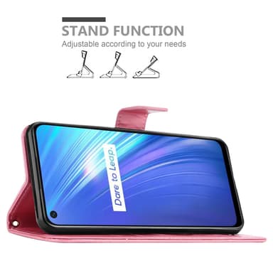 Realme 6 4G / 6s lommebokdeksel Blomster (rosa)