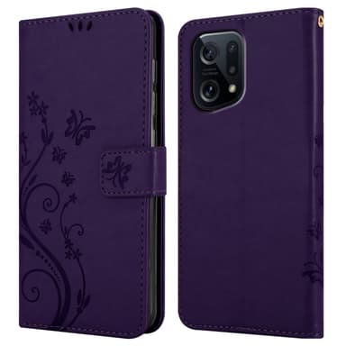 Oppo FIND X5 lommebokdeksel Blomster (lilla)