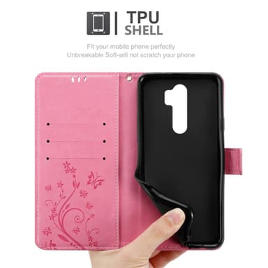 Xiaomi RedMi NOTE 8 PRO lommebokdeksel Blomster (rosa)