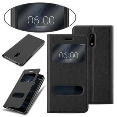 Nokia 6 2017 lommebokdeksel cover (svart)