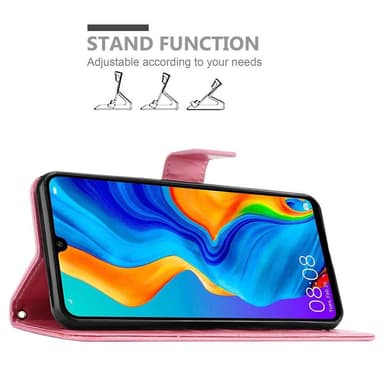 Huawei P30 LITE lommebokdeksel Blomster (rosa)