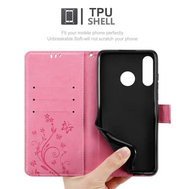 Huawei P30 LITE lommebokdeksel Blomster (rosa)