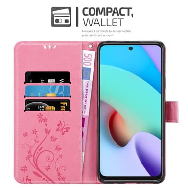Xiaomi RedMi 10 lommebokdeksel Blomster (rosa)