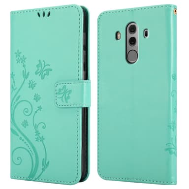 Huawei MATE 10 PRO lommebokdeksel Blomster (turkis)