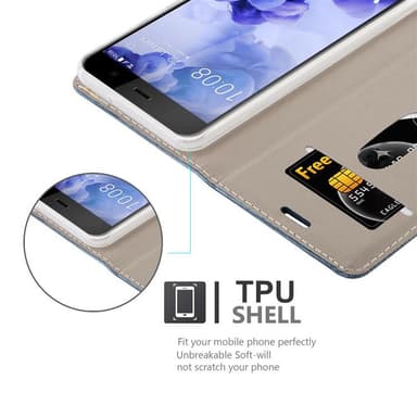 HTC U PLAY lommebokdeksel etui (blå)