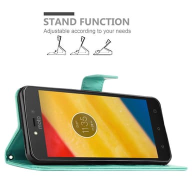 Motorola MOTO C PLUS lommebokdeksel Blomster (turkis)