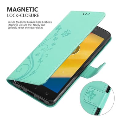 Motorola MOTO C PLUS lommebokdeksel Blomster (turkis)