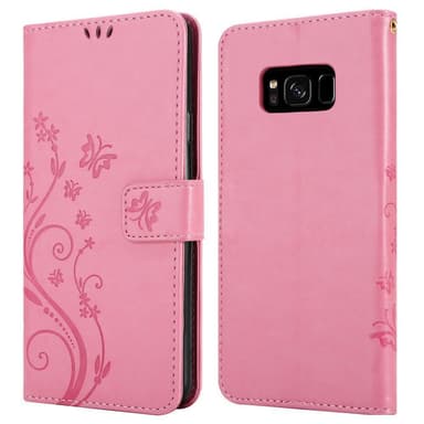 Samsung Galaxy S8 lommebokdeksel Blomster (rosa)