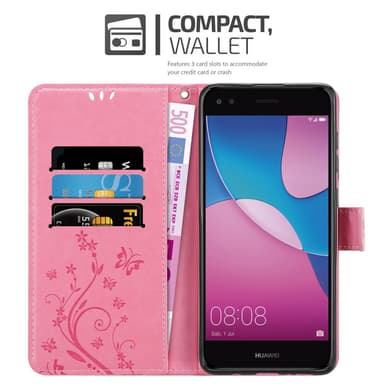 Huawei Y6 PRO 2017 lommebokdeksel Blomster (rosa)