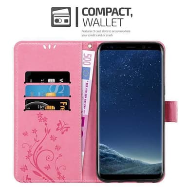 Samsung Galaxy S8 lommebokdeksel Blomster (rosa)