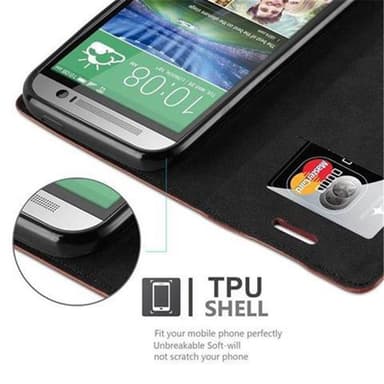 HTC ONE M8 lommebokdeksel case (brun)