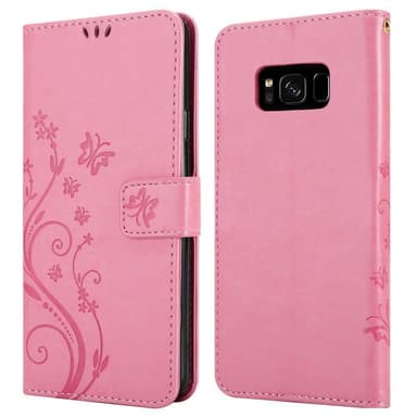 Samsung Galaxy S8 lommebokdeksel Blomster (rosa)