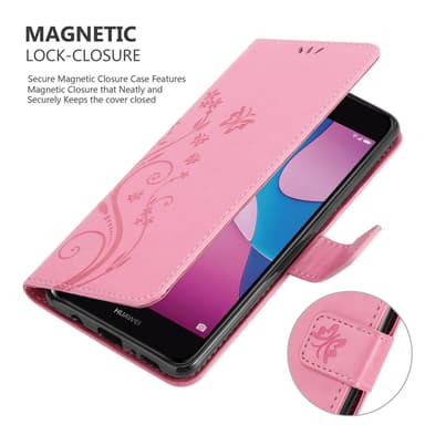 Huawei Y6 PRO 2017 lommebokdeksel Blomster (rosa)