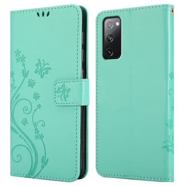 Samsung Galaxy S20 FE lommebokdeksel Blomster (turkis)