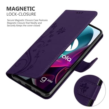 Motorola MOTO G200 5G lommebokdeksel Blomster (lilla)