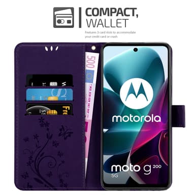 Motorola MOTO G200 5G lommebokdeksel Blomster (lilla)