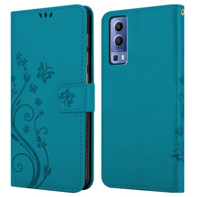 Vivo Y52 5G / Y72 5G lommebokdeksel Blomster (blå)