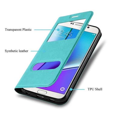 Samsung Galaxy NOTE 5 lommebokdeksel cover (turkis)