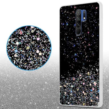 Xiaomi RedMi 9 Silikondeksel Glitter (Svart)