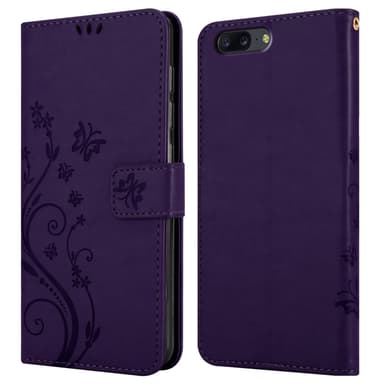OnePlus 5 lommebokdeksel Blomster (lilla)