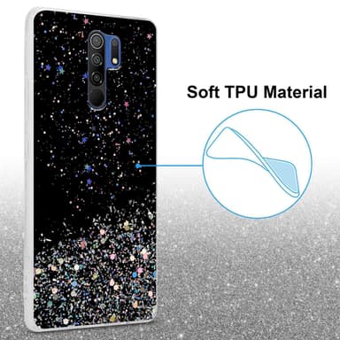 Xiaomi RedMi 9 Silikondeksel Glitter (Svart)