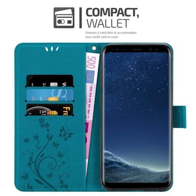 Samsung Galaxy S8 lommebokdeksel Blomster (blå)