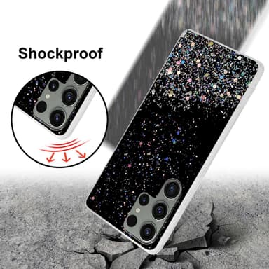Samsung Galaxy S23 ULTRA Silikondeksel Glitter (Svart)