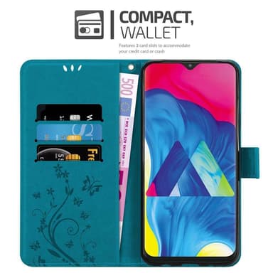 Samsung Galaxy A10 / M10 lommebokdeksel Blomster (blå)