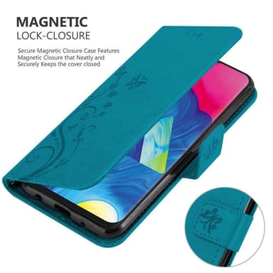Samsung Galaxy A10 / M10 lommebokdeksel Blomster (blå)