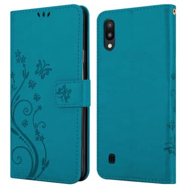 Samsung Galaxy A10 / M10 lommebokdeksel Blomster (blå)