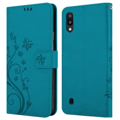 Samsung Galaxy A10 / M10 lommebokdeksel Blomster (blå)