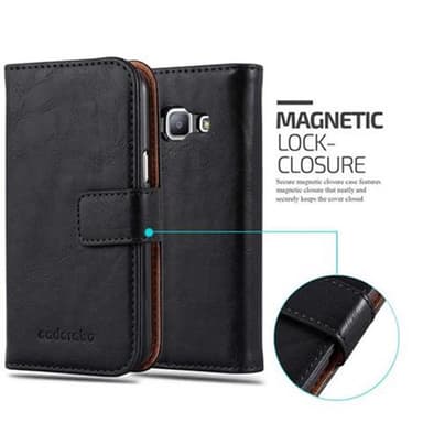 Samsung Galaxy J1 2015 lommebokdeksel etui (svart)