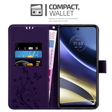Motorola MOTO G51 5G lommebokdeksel Blomster (lilla)