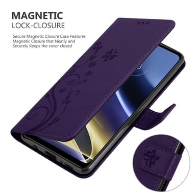 Motorola MOTO G51 5G lommebokdeksel Blomster (lilla)