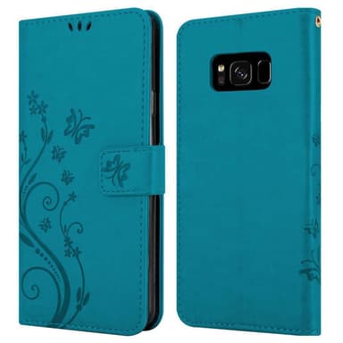 Samsung Galaxy S8 lommebokdeksel Blomster (blå)