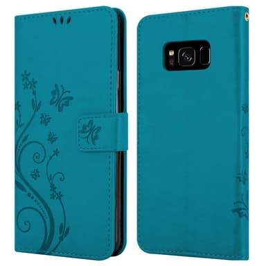 Samsung Galaxy S8 lommebokdeksel Blomster (blå)