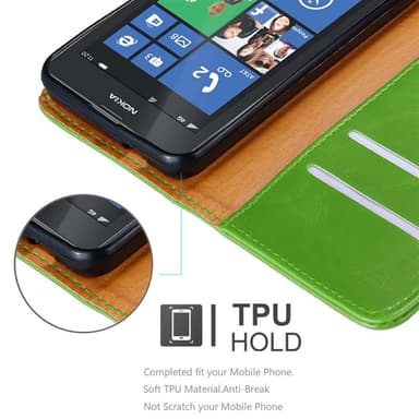 Nokia Lumia 520 / 521 lommebokdeksel etui (grønn)