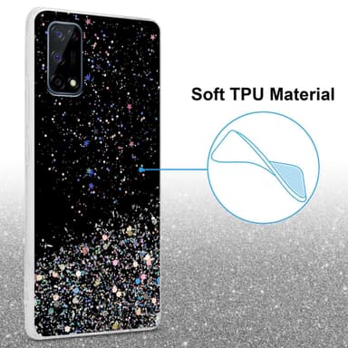 Realme 7 4G Silikondeksel Glitter (Svart)