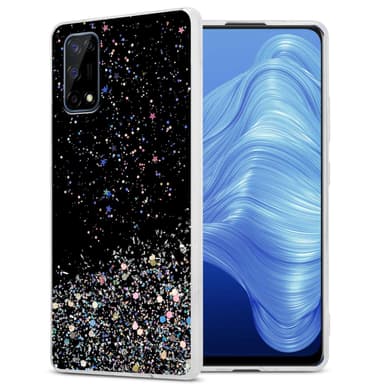 Realme 7 4G Silikondeksel Glitter (Svart)