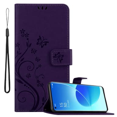 Oppo Reno6 PRO 5G lommebokdeksel Blomster (lilla)