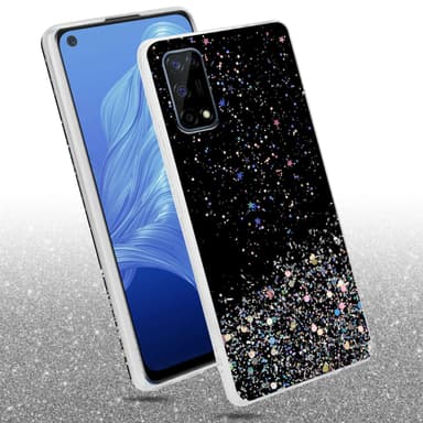 Realme 7 4G Silikondeksel Glitter (Svart)