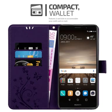 Huawei MATE 9 lommebokdeksel Blomster (lilla)