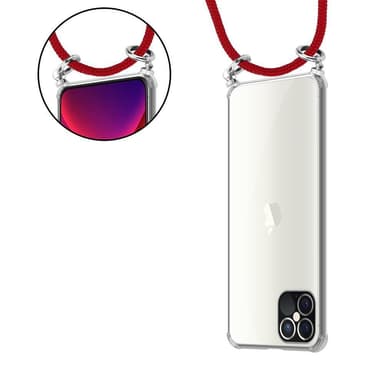 iPhone 12 / 12 PRO Deksel med Halskjede (rød)