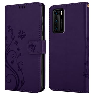 Huawei P40 lommebokdeksel Blomster (lilla)