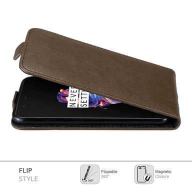 OnePlus 5 deksel flip cover (brun)
