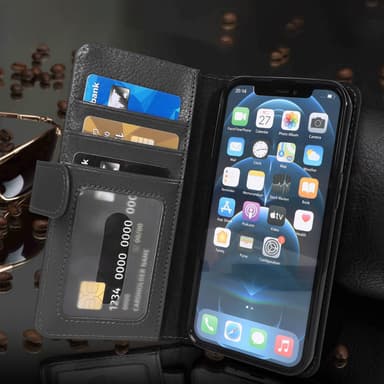 iPhone 13 PRO MAX lommebokdeksel case (svart)