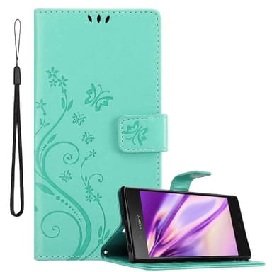 Sony Xperia XZ1 lommebokdeksel Blomster (turkis)
