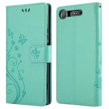 Sony Xperia XZ1 lommebokdeksel Blomster (turkis)